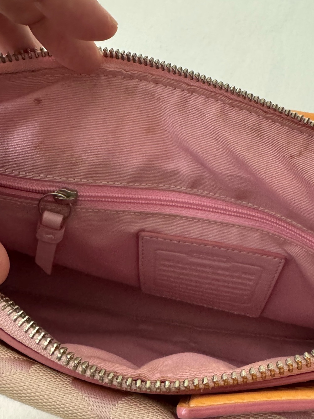 Coach Signature Stripe Boston Satchel Pink Canvas Duffle Y2K Bag F13551 - Picture 14 of 14
